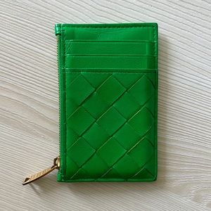 Bottega Veneta Zippered Card Case Parakeet Green